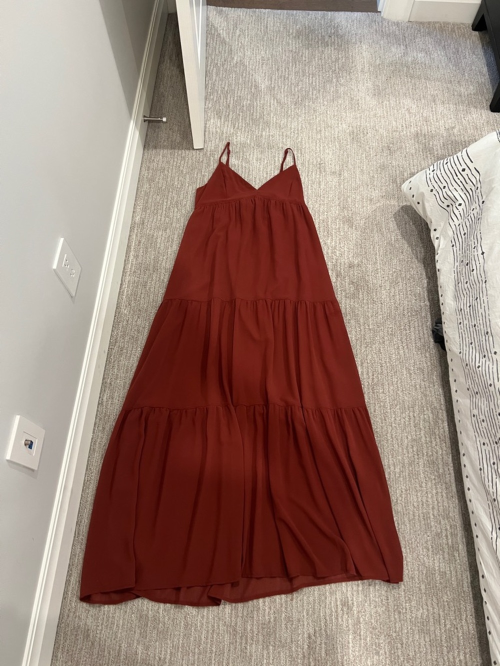 Dynamite Rust Spaghetti-Strap Tiered Maxi Dress